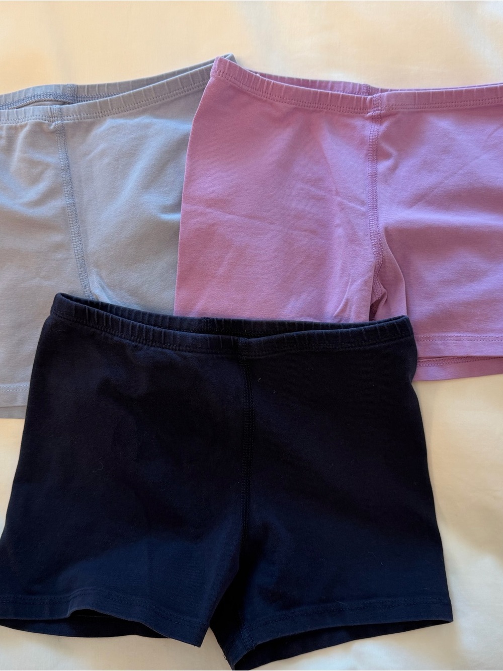 Primary Girls Tumbling Shorts (Navy, Lavender, and Light Blue) 6-7